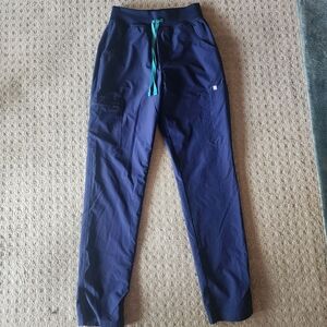 FIGS Navy Blue PO 3907 Scrubs with Teal Drawstring Size XS/T